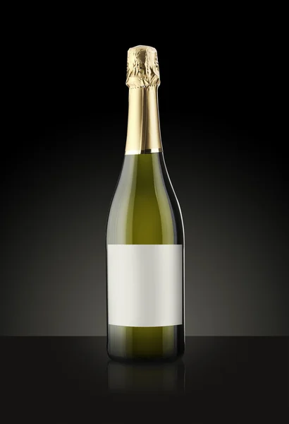 Csillogó fehér üveg bor, pezsgő palack — Stock Fotó