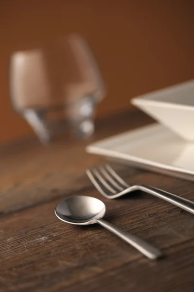 Närbild av silver, på matbordet. — Stockfoto