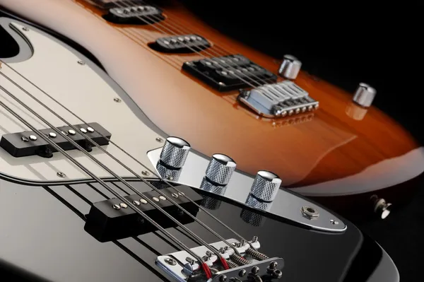 Elektrická kytara a baskytara — Stock fotografie