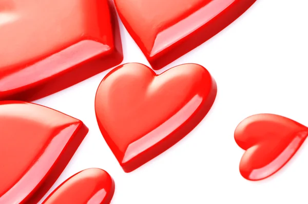 Röda hjärtan på vit bakgrund — Stockfoto