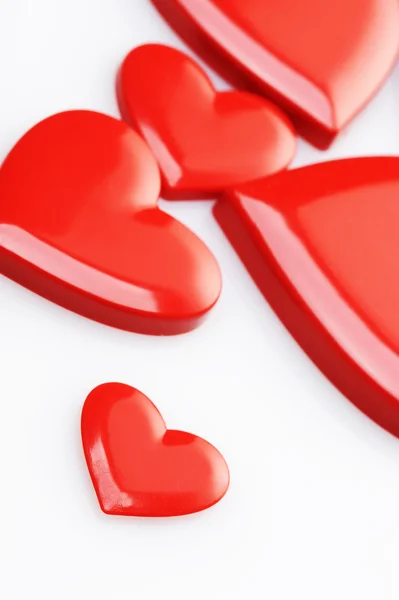 Red hearts on white background Stock Photo