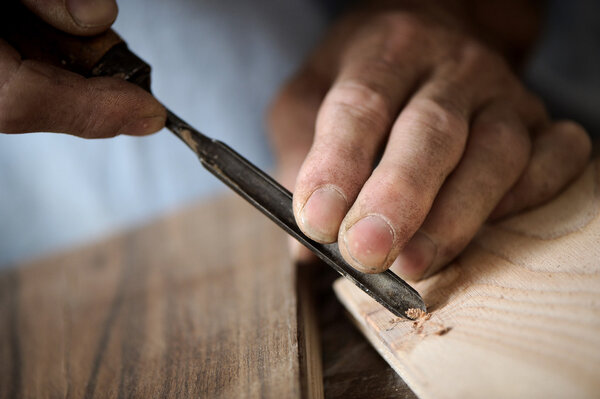 Hands of a carpenter