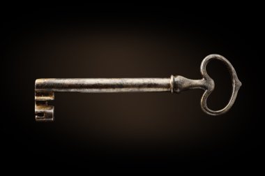 Old key on dark background clipart