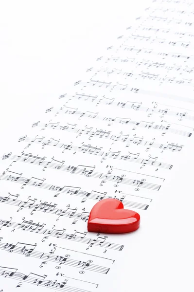Adoro música! folha de música com coração — Fotografia de Stock