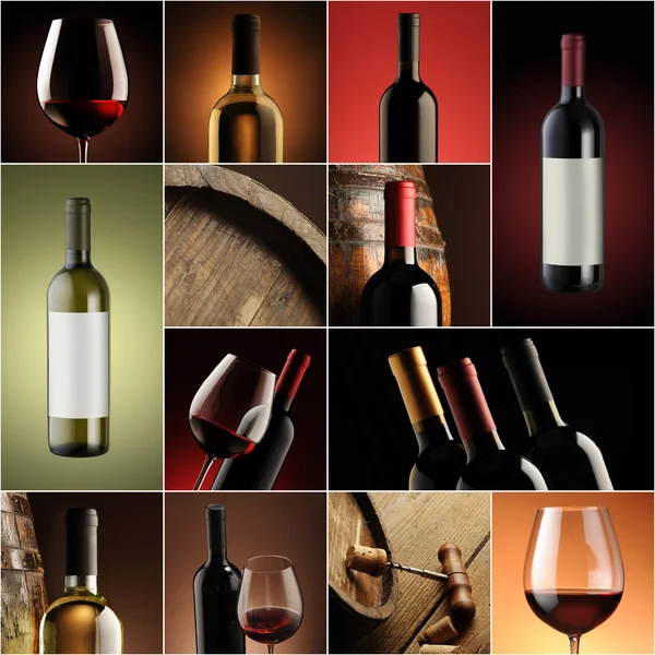 ワインのコラージュ、ワイン画像の美しいコレクション — ストック写真