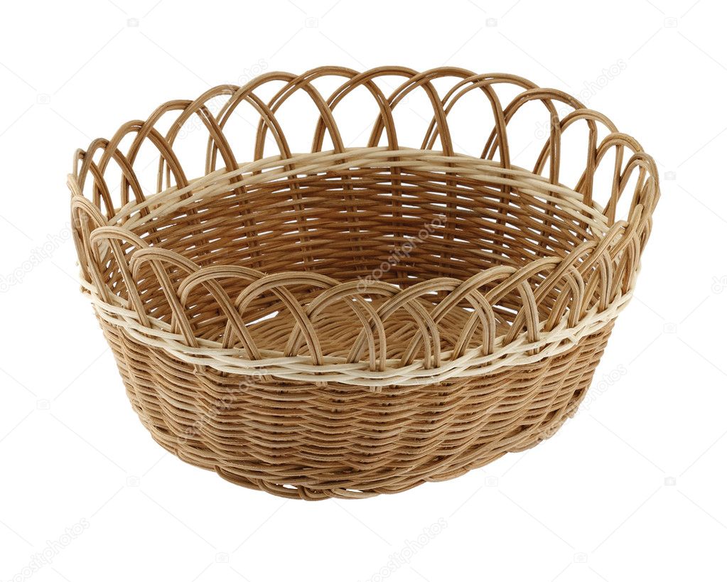 Wicker basket, isolated on white background