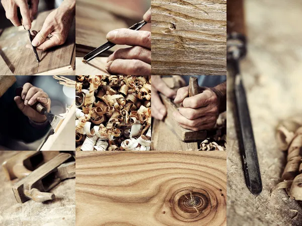 木匠和木材的图像集合 — 图库照片