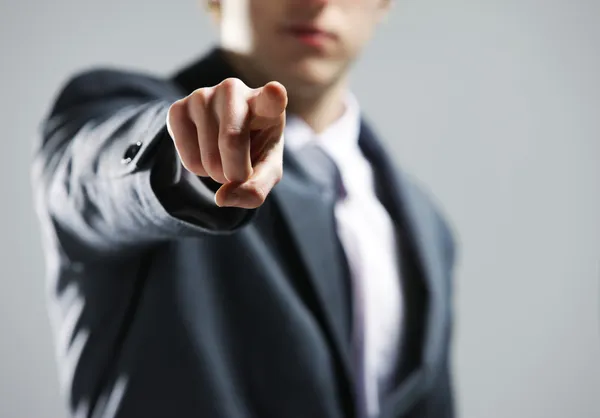 Businessman hand pointing out at you — Stock Photo, Image