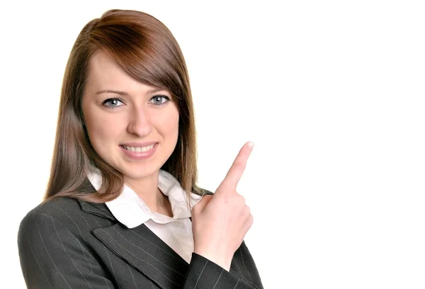 Pretty business woman pointing — Stock Photo, Image