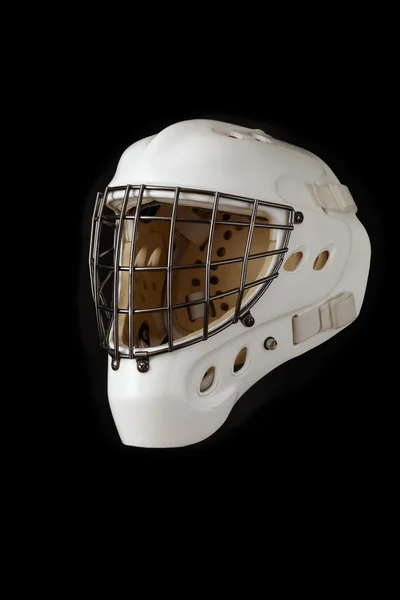 Masque de gardien de but de hockey. Isolé sur noir . Images De Stock Libres De Droits