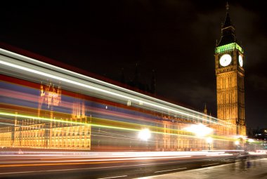 London Parliament and Big Ben by night clipart