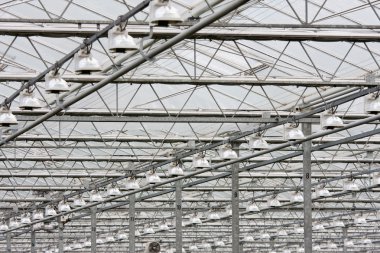 Covering of a big glass greenhouse in the Netherlands clipart