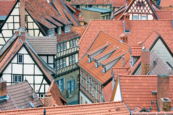 Vänd på röda hustaken i quedlinburg — Stockfoto