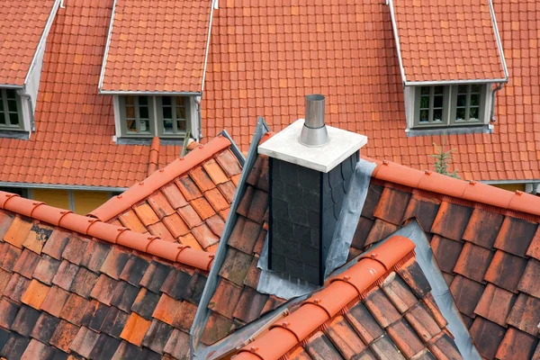 在奎德林堡，德国的屋顶鸟瞰图 — 图库照片