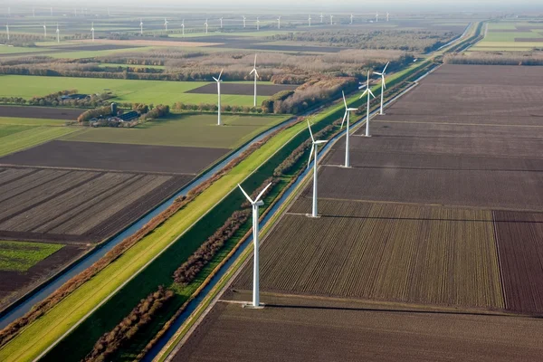 stock image Dutch farmland with windmills