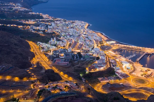 Cityscape om kvelden i Santa Cruz, La Palma – stockfoto
