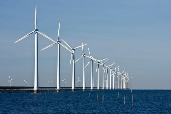 Long row of windturbines in the Netherlands — Stock Photo, Image
