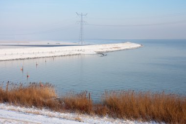 Dutch waterland in wintertime clipart