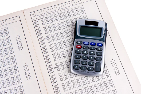 Nederlandse logaritme tabel met calculator — Stockfoto