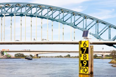Measurement of the freeboard of a big bridge in the Dutch over t clipart