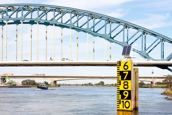 stock image Measurement of the freeboard of a big bridge in the Dutch over t