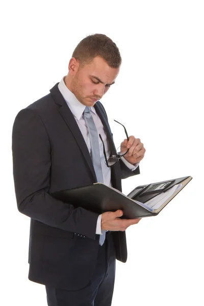 stock image Busy business man reading some documents