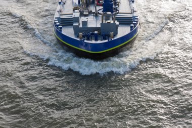 Aerial view bow wave of a cargo ship clipart