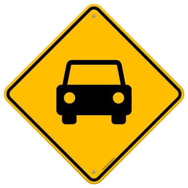 Yellow Sign with Car clipart