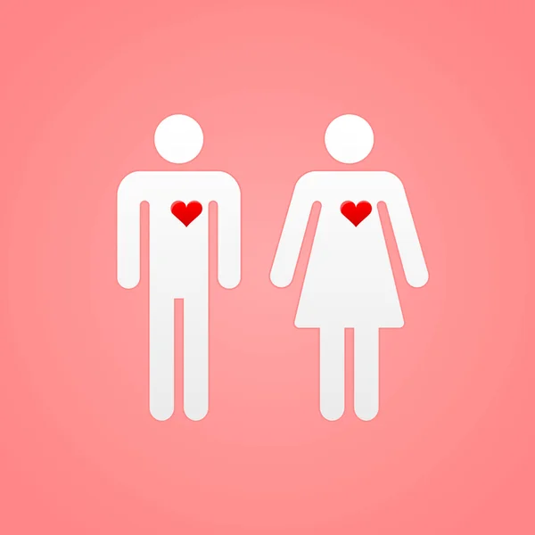 Paire d'amoureux avec des coeurs — Image vectorielle