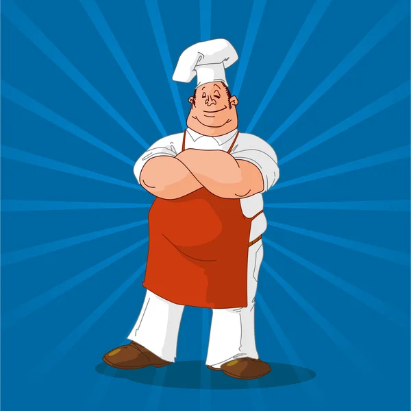 Confident Cook on Blue Background — Stock Vector