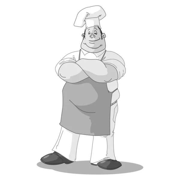 Ilustração Monocromática do Chef — Vetor de Stock