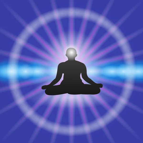 Meditation auf blauem Hintergrund — Stockvektor