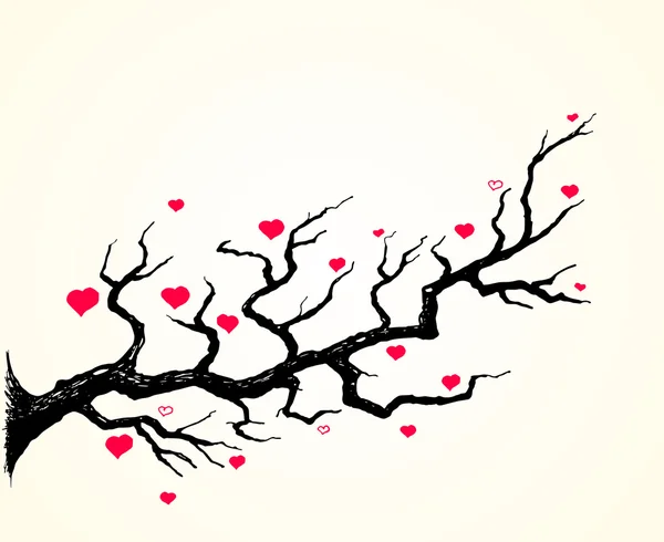 Cherry Blossom és szívek illusztráció — Stock Vector