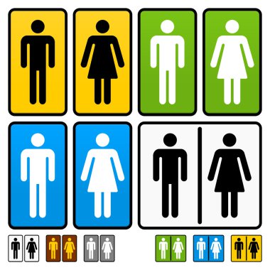 Male and Female Restrooms Vector Sign clipart