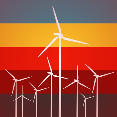 Wind Turbines Vintage Style clipart