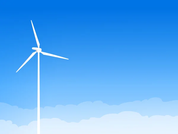 Turbina de viento Eco y cielo azul — Vector de stock