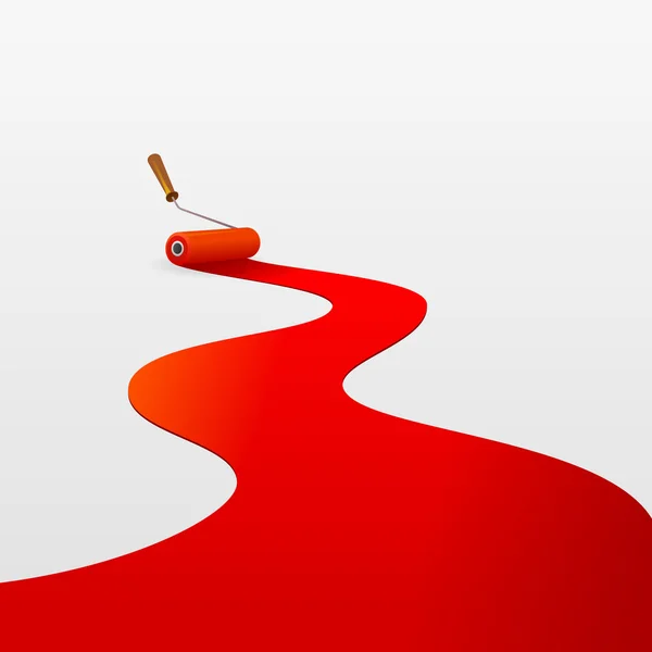 Peinture rouge et rouleau — Image vectorielle