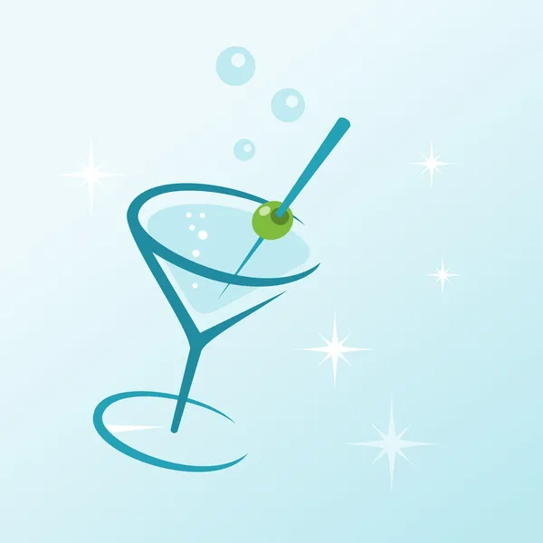 Martini Drink in Glass — Stock Vector