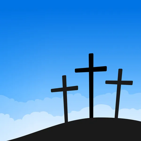 Three Crosses on Blue Sky — Stock Vector