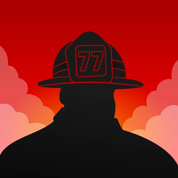 Силуэт красного пожарного — стоковый вектор