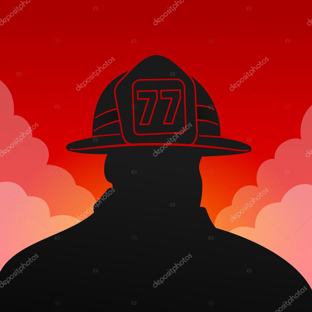 kneeling fireman silhouette