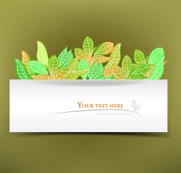 Banner with leafs — Stock Vector