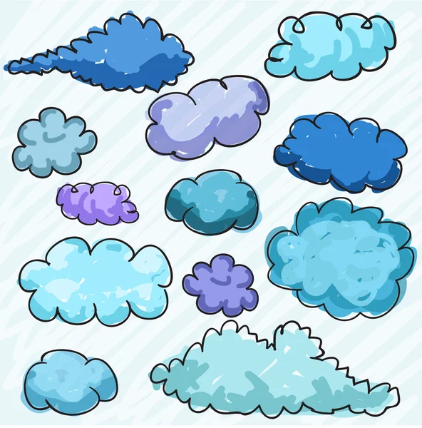 Nuvens desenhadas à mão —  Vetores de Stock