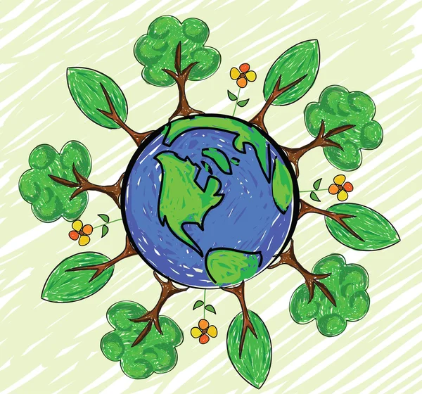 Gröna jorden världen — Stock vektor