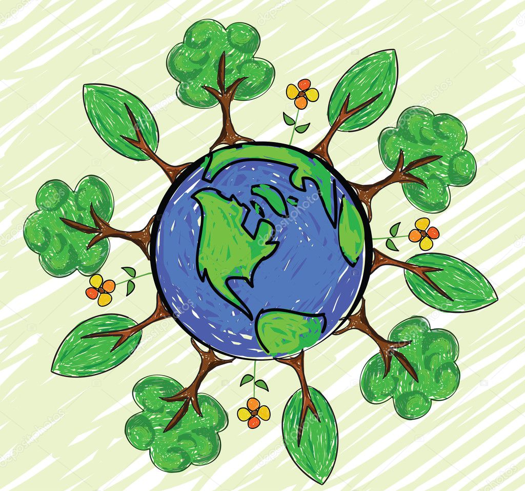 Green earth globe