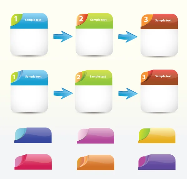 Ensemble de boîtes Web vierges colorées — Image vectorielle