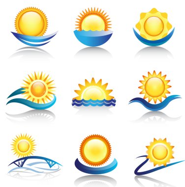 Sun icon collection clipart