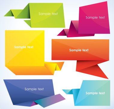 set of origami banners clipart