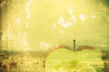 Art background green apple in grunge style clipart