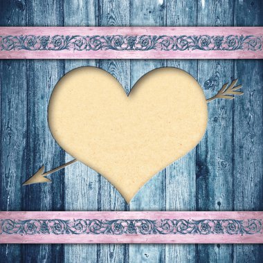 Wooden boards with heart clipart